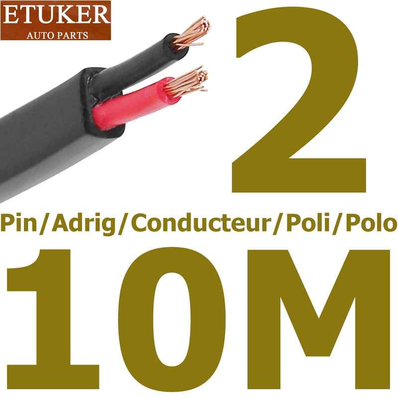 ETUKER 2 Pin Trailer Cable 10M 2x0.75mm² Trailer Cable 2Core