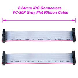 Keszoox IDC Cable IDE Flat Ribbon Cable Ribbon Cable IDC Cable Connector 20P, Female to Female IDE Extension Cable 30CM Length FC 20-Pin 2Pcs(KS-30-FF20)
