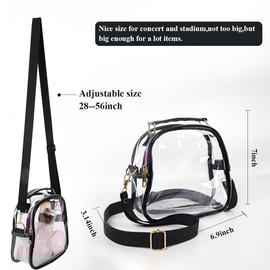 Aesthetic Clear Kpop Concert Bag, Stadium Approved Crossbody Bag with Adjustable Strap Game Day Kpop Merch Gifts Stan (Black)