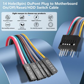 GINTOOYUN 2 Pcs 14 Hole(8pin) DuPont Plug to Motherboard On/Off/Reset/HDD Switch Cable for Chassis,Motherboard etc(9.06 Inch)
