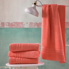 Hawmam Linen Coral Orange Bath Towels 4 Pack Soft and Absorbent, Premium Quality Perfect for Daily Use 100% Cotton Towel