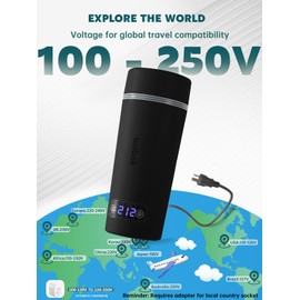 balbali Dual Voltage Travel Kettle 100-250V - 12oz Portable Water Boiler/Warmer/Heater for Boiling Water - 4 Preset Temperature Control Portable Tea Kettle Electric Travel - Black