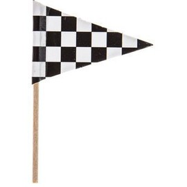 Checkered Flag Race Car Cupcake Toppers Food Picks Party Black White Pack of 24