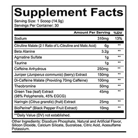 Redcon1 Total War - Pre entrenamiento, Boost Energy, Aumenta la resistencia y el enfoque, Beta-alanina, 350 mg de cafeína, malato de citrulina, potenc