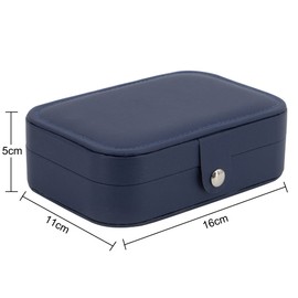 Time to Sparkle Travel Jewelry Box PU Leather Jewelry Organizer for Girls, Double Layer Portable Mini Travel Case Display Storage Holder Boxes for Stud Earrings Rings Necklaces Bracelets Navy Blue