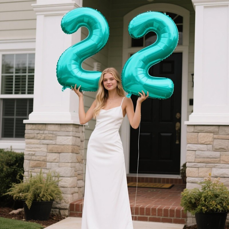 40 Inch Teal Blue Balloon Number 2 Giant Two Balloons