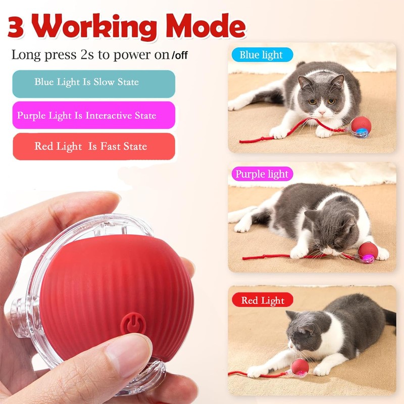 blueypet Upgraded 2025 Smart Interactive Electric Cat Toy Ball Indoor