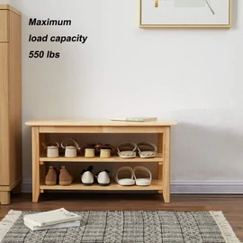 XKZG Storage Bench Wooden Shoe Rack Bench Simple Style Wood Entryway Bench (Natural,31.5")
