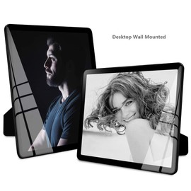 8x10 photo frames, picture frames clear, hanging picture frames, Matted for wall and tabletop Decor (8x10, black)