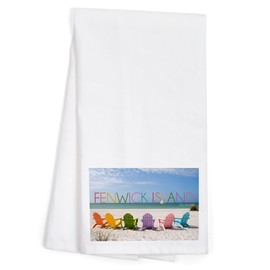 Lantern Press Fenwick Island, Delaware, Colorful Beach Chairs (100% Cotton Tea Towel, Decorative Hand Towel, Kitchen and Home)