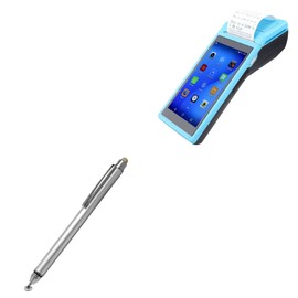 BoxWave Stylus Pen Compatible with ASHATA Handheld Thermal Label Printer (5.5 in) - DualTip Capacitive Stylus, Fiber Tip Disc Tip Capacitive Stylus Pen - Metallic Silver