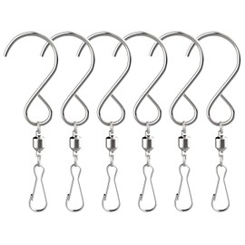 Alamic Swivel Hooks Clips for Hanging Wind Spinners Wind Chimes Hanging Plants Crystal Twisters Pots Birdcage Party Ornaments Hooks - Pack of 6
