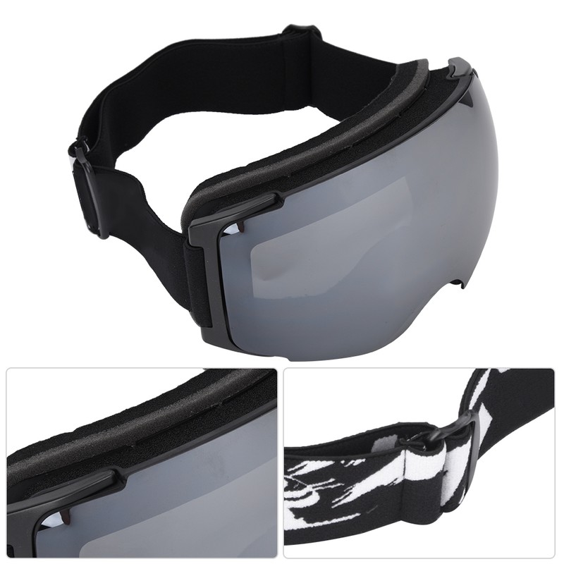 Outdoor Magnet Double Layer Antifog Skiing Goggles for Climbing Snowboardingsilver