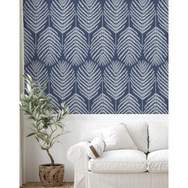 Fititem Blue Peel and Stick Wallpaper Coastal Boho Blue Contact Paper Cabinets Ocean Beach Modern Contact Paper Removable Self-Adhesive Waterproof Wallpaper for Bathroom Bedroom 78.7inL 17.3inW Dark