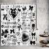 Mocsicka Black Bow Shower Curtain Y2K Bathroom Decor Modern Juicy