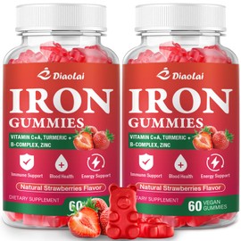 Vegan Iron Gummies - High Potency Iron Supplement for Women & Men - Supports Energy & Immune Health - Strawberry Flavor (120 Count)