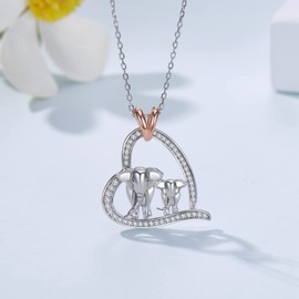 Feijiesi Mothers Day Gifts Elephant Necklaces for Women 925 Sterling Silver Cute Elephant Heart Pendant Animal Jewelry Gifts for Women Mother
