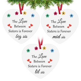 3PCS Christmas Ornaments for Sisters Big Sister Middle Sisters Little Sister Gifts Funny Sister Gifts from Sister Christmas Tree Decoration for Family Christmas Graduation Birthday Gifts for Women