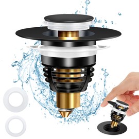 Tapón de Desagüe para Fregadero de Baño, Filtro Fregadero Emergente para Bañera 99% Aptos（27-41mm）, Filtro Drenaje Fregadero Antiobstrucción, Colador Fregadero,Fácil Instalar y Antiolor （Negro）