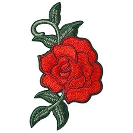 Simplicity Red Rose Applique Clothing Iron On Patch, 1.75" x 3.25"