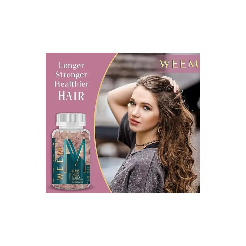 Weem Cabello, Piel Y Uñas 60 Gummies Con Biotina Frambuesa