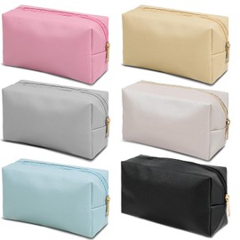 eggigi 6 Pcs Pu Leather Cosmetic Pouch, Leather Zipper Cosmetic Bags, Travel Cosmetic Organizer for Women Girls Daily Use