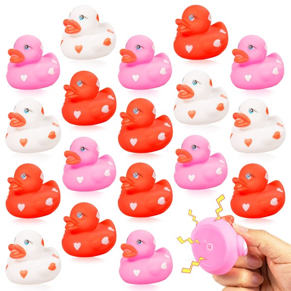 20pcs Mini Rubber Ducks Valentines Day Party Favors Small 2.36”