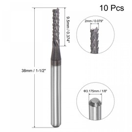 sourcing map End Mill CNC Router Bits, 2mm x 9.5mm 1/8" Shank Diamond Film Coated Carbide Engraving Bit Milling Cutter Left Hand for PCB Plastic Fiber Wood 10pcs