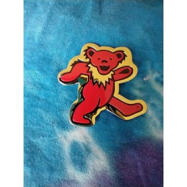 Grateful Dead 2 Inch Red Dancing Bear Metal Metallic Sticker