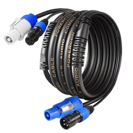 SMALL-EYE Power & XLR Combo Cable 25 ft, 13AWG for Powered Speakers