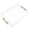 12"x16" Clear Acrylic Serving Tray with Golden Handles, Sturdy Huge