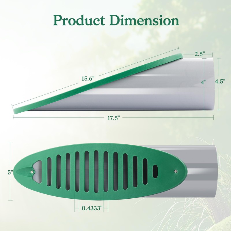 FLCODE 4 Inch Green Angled Slope Drainage Pipe,Drain Grate for