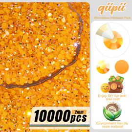 qiipii 10000PCS 2mm Orange AB Resin Rhinestones Bulk SS6 Tiny Flatback Pumpkin‌ Orange Jelly Stones Diamonds Gems Charms for Nails Face Eyes Makeup Body Tumblers DIY Crafts Decor Shoes Clothes Phones