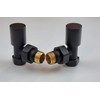 Manissa Kirby Black Angled Towel Rail Valves 1/2" /15mm Radiator