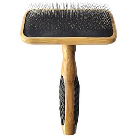 Bass Brushes Soft Slicker Pet Brush with Bamboo Handle and Rubber Grips