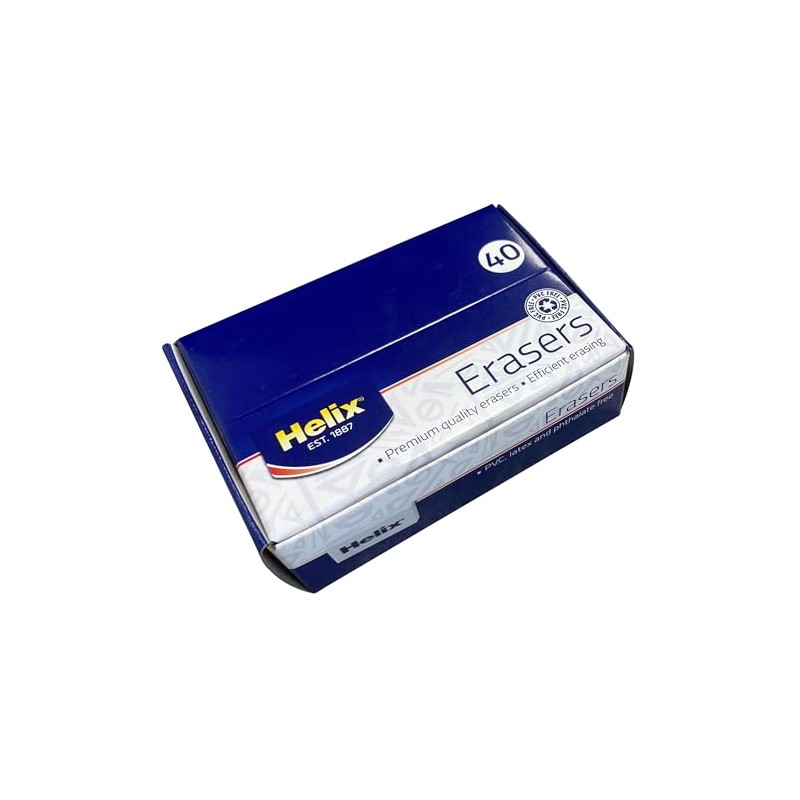 Helix Small White Classic Erasers (Box of 40), 34MM