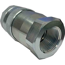 Parker Hannifin FF-501-8FP Series FF Steel Non-Spill Flush Face Hydraulic Quick Coupler with Locking Sleeve and Female Pipe Thread, Push-to-Connect, 1/2" Body Size, 1/2"-14 NPSF Port End, 3.00" Length