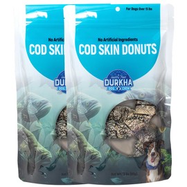 Durkha Cod Skin Donuts – All-Natural Dog Treats, High in Omega-3, Gentle on Stomachs, Infused with Himalayan Yak Cheese - Large -2 Pack