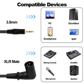 YARCHONN Rechtwinkel XLR zu 3.5mmTRS ausgewogenes Kabel 1/8 Viertel Zoll TRS männliches Audiokabel Adapter HiFi Stereo Lautsprecherkabel - 1M / 3.3FT (3.5mm to XLR Stecker)