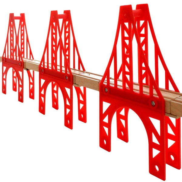 OrgMemory Train Bridge, 3 Suspension Bridge, Wooden Train Bridge, Train Tracks Compatible with All Major Brands