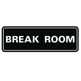 Standard Break Room Door or Wall Sign - Black - Small 1 Pack