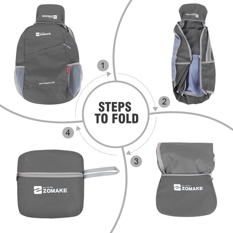 ZOMAKE Foldable Backpack Lightweight Rucksack 20L,Ultra Packable Small Backpacks Water