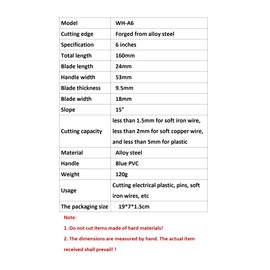 GZSJZR Wire Cutter Pliers, Diagonal pliers，High-Carbon Steel, Blue Handle, Multi-Purpose Cutting Tool (1, 6 inches)