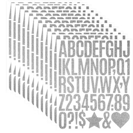 564Pcs 12 Sheets Self Adhesive Glitter Alphabet Letter Stickers 2 inches Large Alphabet Number Vinyl Letters Stickers for Scrapbooking DIY Crafts Graduation Cap Notebook Classroom Decor (Silver)