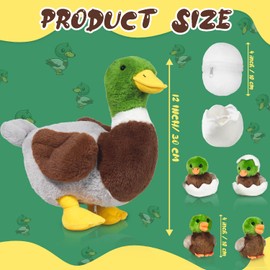 XYHQYB 5 Pcs Duck Stuffed Animals Sets, Mommy Mallard Duck Plush Toy with Stuffed Ducklings in Zippered Belly for Girls Boys Birthday Children's Day Graduation Farm Party Decor