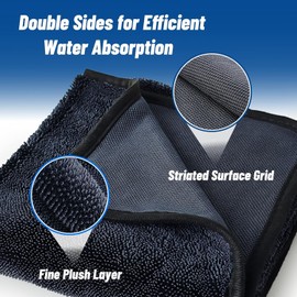 KISPATAI 2PCS Bathroom Drying Cloth, Thicken Drying Towel Wonder Super Absorbent Cloth for Car Window Shower Bathroom Kitchen(40×40cm)