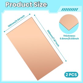 Copper Sheet, 2 Pieces of Copper Plates 8"×4"-20 Gauge(0.8mm) Thickness, 99% Pure Copper Sheets for Metal Crafts, Jewelry Making, DIY, Jewelry