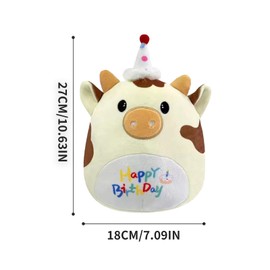 MetalNuts 8" Unicorn Cow Soft Plush Toy - 20cm Happy Birthday Brown Plushies Plush Cow Toy for Kids Birthday Plush Pillow Toy,Cute Stuffed Animal Cow Plushies Toys for Girls Boys Birthday Gift