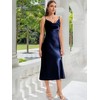 Women's Spaghetti Strap Midi Satin Slik Dress Cowl Neck Long