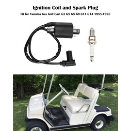 TIKSCIENCE Ignition Coil and Spark Plug Fit for Yamaha Gas Golf Cart G2 G5 G8 G9 G11 G14 1985-1996, Replace J38-82310-20-00
